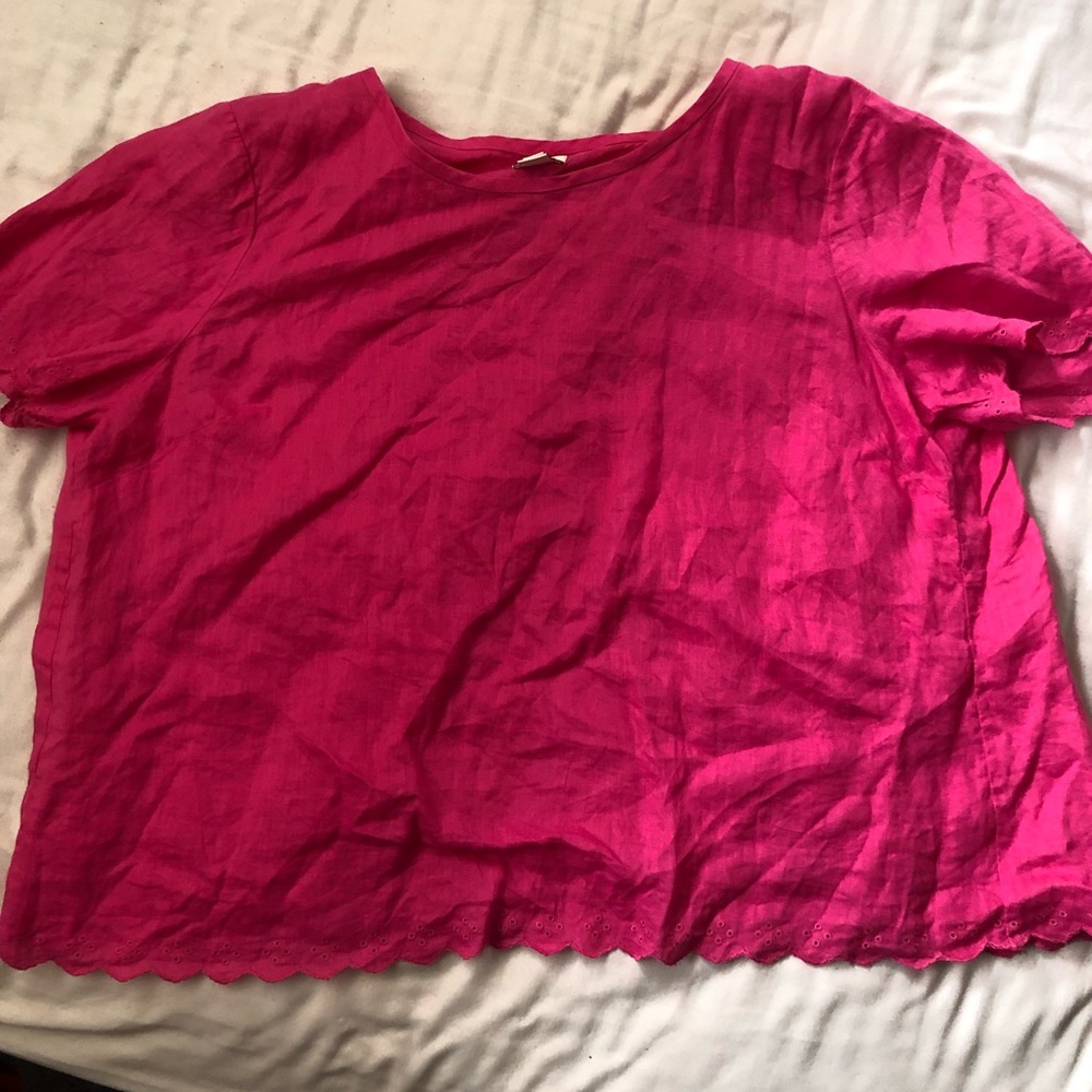 J.Crew Scolloped Edge Linen Shirt